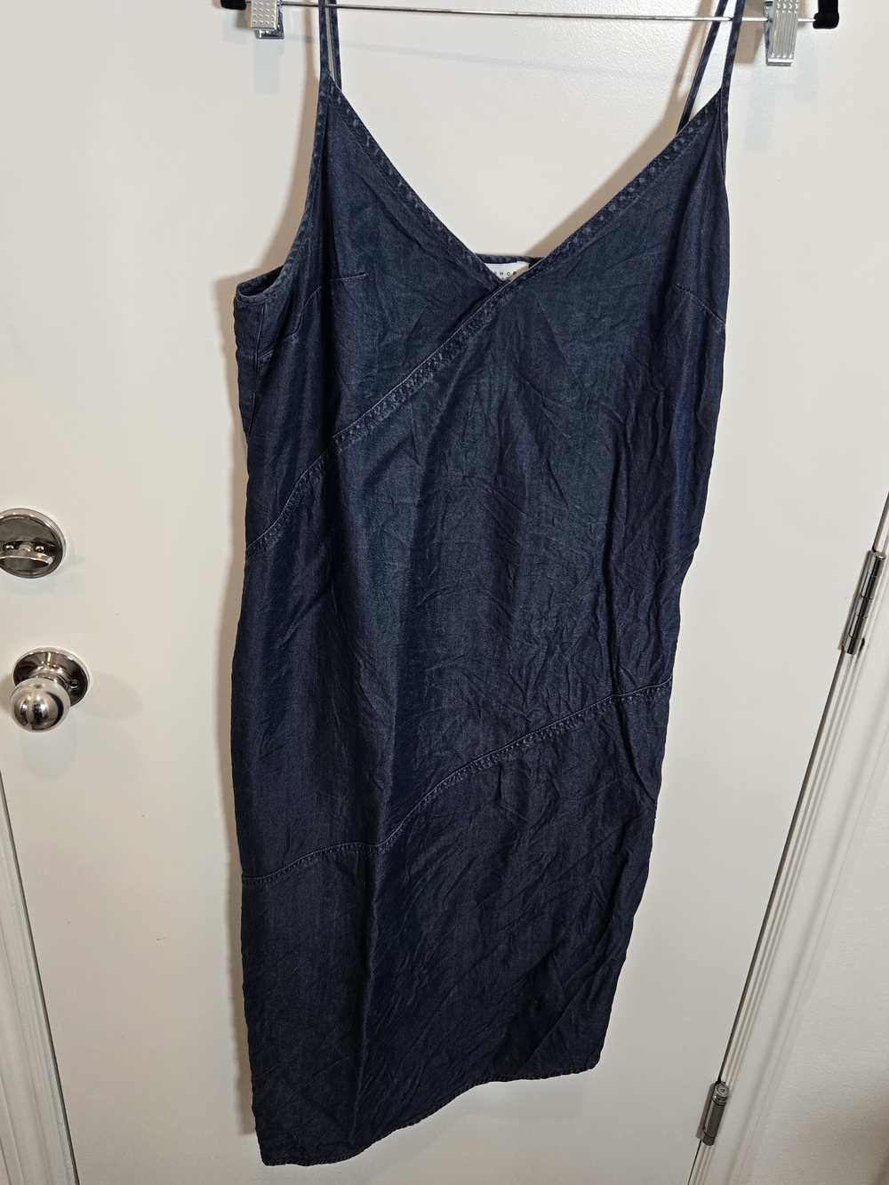 Topshop Navy Blue Denim Style Midi Slip Dress with Spaghetti Straps